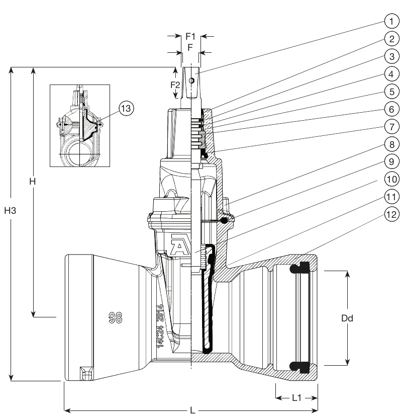 AVK VAN CỔNG EE KIỂU TYTON, PN16