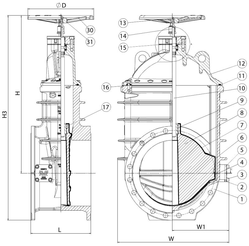 AVK VAN CỔNG MẶT BÍCH, PN10/16