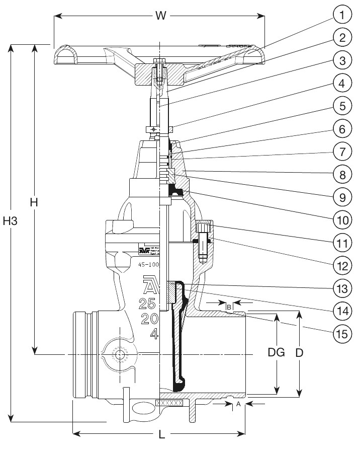 AVK VAN CỔNG EE, ĐẦU GROOVED, PN16