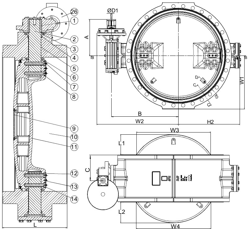 AVK VAN BƯỚM LỆCH TÂM KÉP, PN10/16