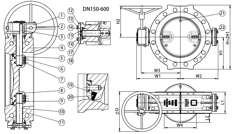 AVK VAN BƯỚM LỆCH TÂM KÉP, PN25