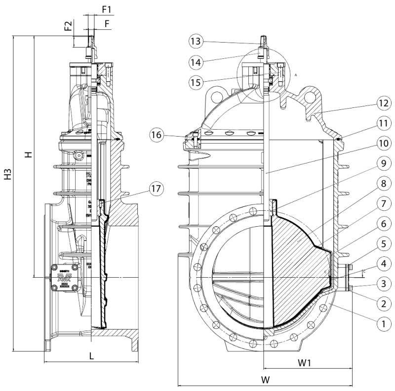 AVK VAN CỔNG MẶT BÍCH, PN10/16