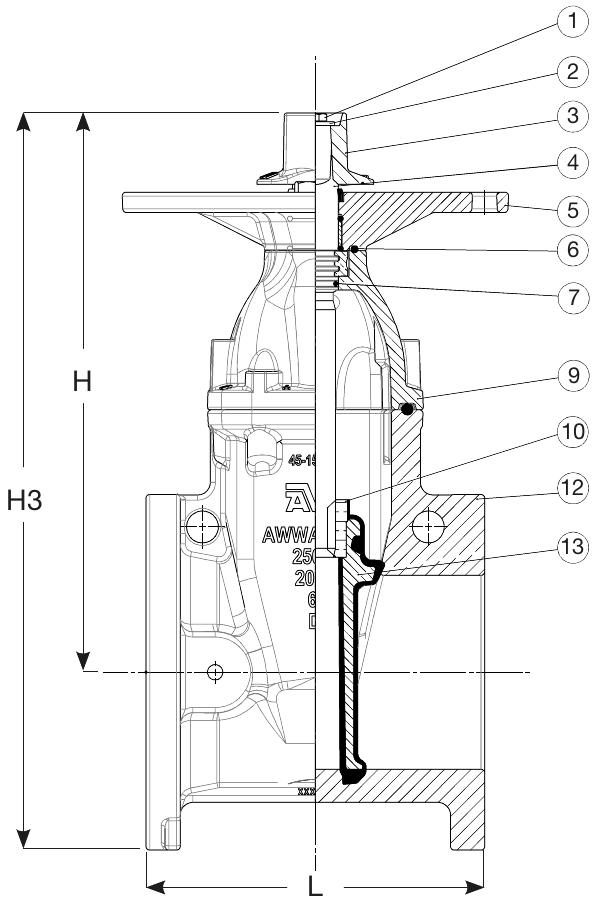 AVK VAN CỔNG MẶT BÍCH, AWWA C509, 250 PSI