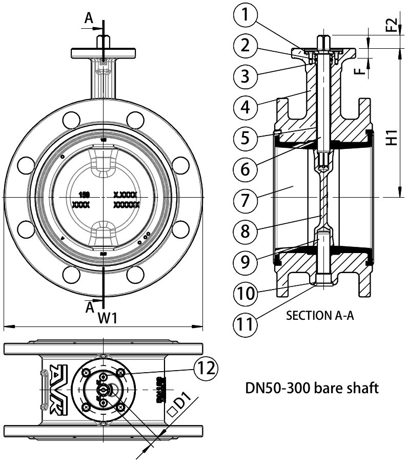 AVK VAN BƯỚM HAI MẶT BÍCH, ĐỒNG TÂM VỚI LỚP LÓT CAO SU RỜI, PN10/16