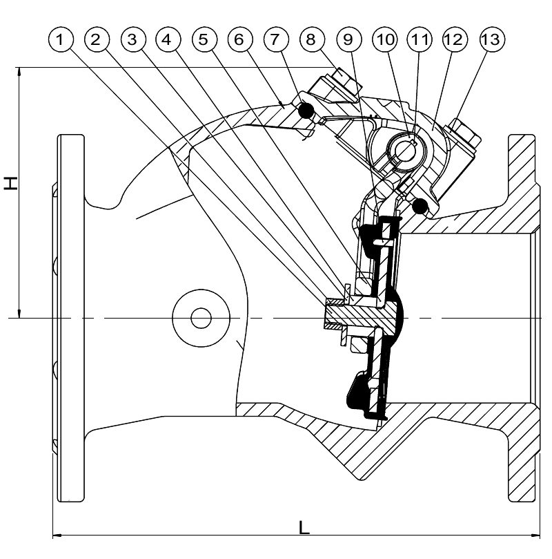 AVK VAN MỘT CHIỀU CÁNH LẬT DÀNH CHO NƯỚC THẢI SERIES 41, MẶT TỰA ĐÀN HỒI, PN10/16